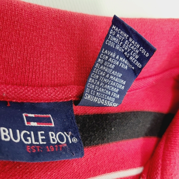 Bugle Boy Striped Polo Shirt Men's Size XL Short Sleeve Red Black White - Picture 5 of 10